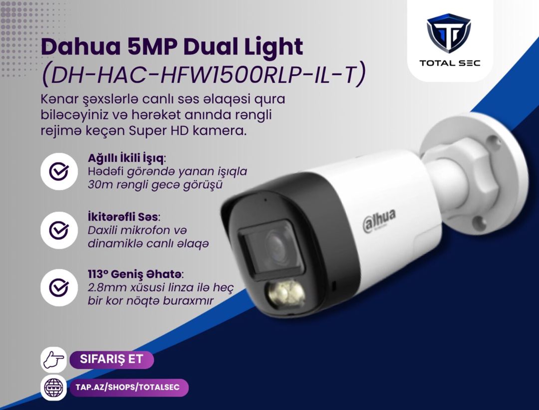 Dahua 5MP Dəst (İkitərəfli Səsli və Gecə Rəngli) — Ağıllı ev və təhlükəsizlik, Bakı (2)