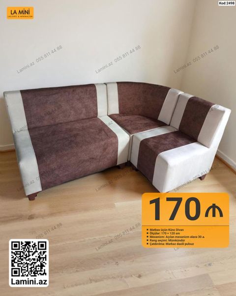 Künc divan, Mətbəx üçün, Parça, Açılan — Bakı