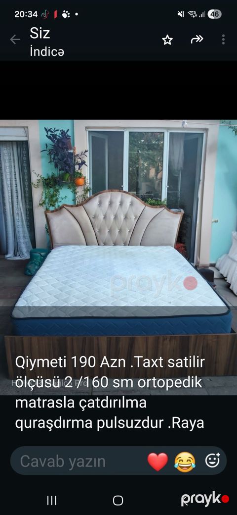 Taxt və ortopedik matras dəsti - Ölçü: 200 x 160 sm (2 x 160 sm)