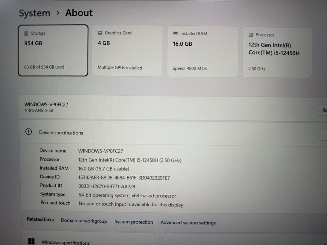 Acer Nitro 5 / i5-12450H / RTX 2050 / 16GB / 1TB / 144Hz — Noutbuklar, Bakı (8)