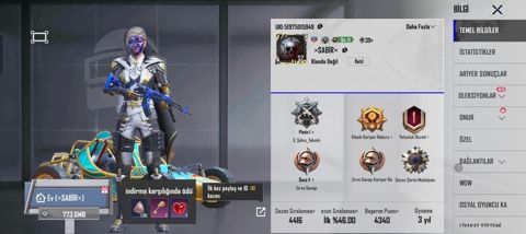 Pubg Mobile oyun hesabı – UID: 519750159439 Xüsusiyyətlər: - Səviyyə — Digah