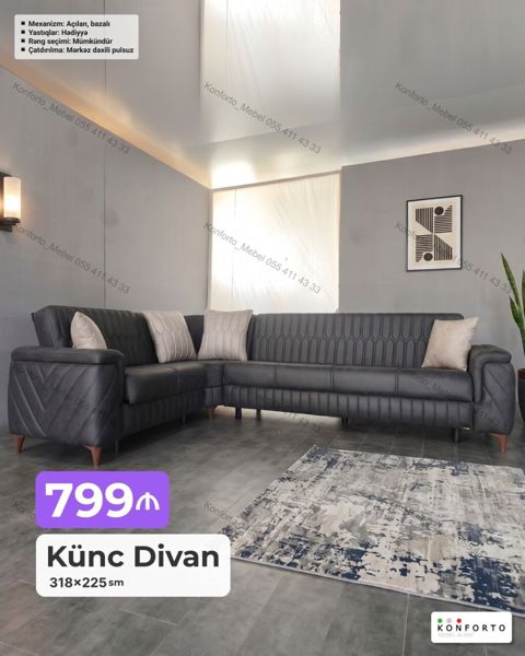 Künc Divan – 318×225 sm - Qiymət: 799 (şəkildə göstərilib) — Bakı
