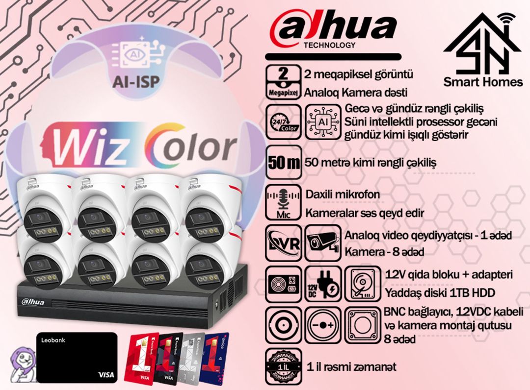 Dahua səkkizli kameralı WizColor kamera dəsti — Ağıllı ev və təhlükəsizlik, Bakı (2)