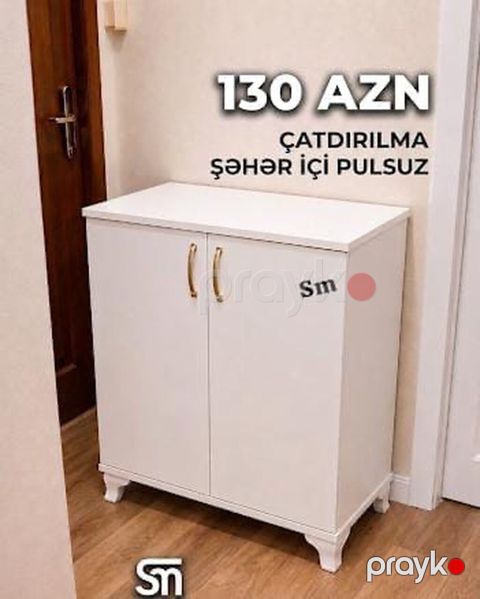 Ağ rəngdə, iki qapılı çoxməqsədli dolab. Kompakt ölçülü, giriş, dəhliz — Bakı