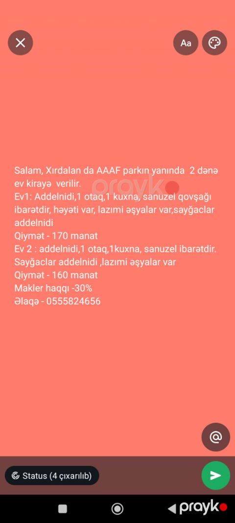 Uzunmüddətli kirayə evlər