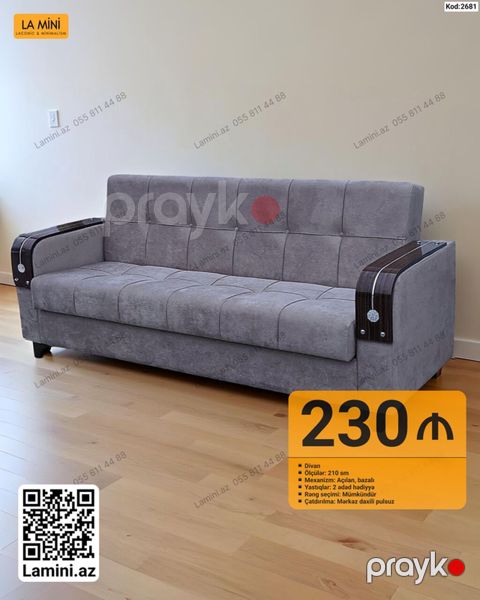 Kod: 2681 Divan - Ölçü: 210 sm - Mexanizm: açılan, bazalı