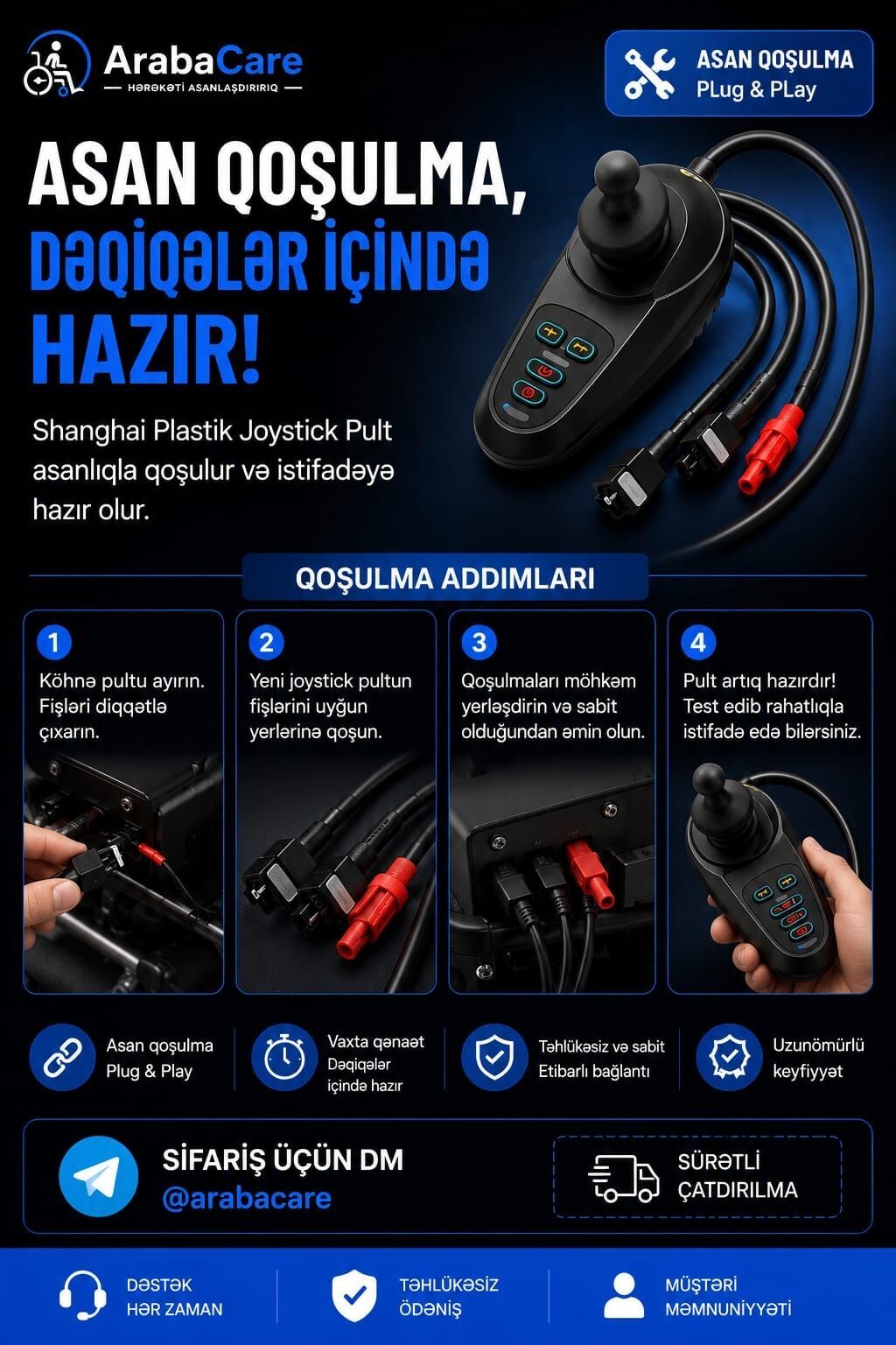 Shanghai Plastik Joystick Pult – elektrikli əlil arabaları üçün — Pult, Bakı (4)