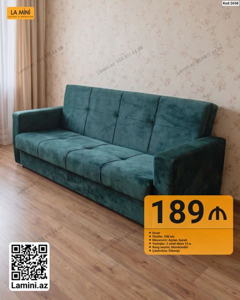 Məhsul: Divan - Ölçülər: 200 sm - Mexanizm: Açılan, bazalı — Bakı