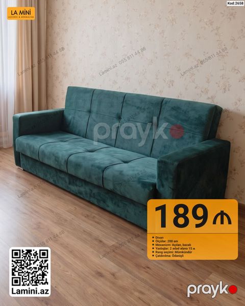 Məhsul: Divan - Ölçülər: 200 sm - Mexanizm: Açılan, bazalı