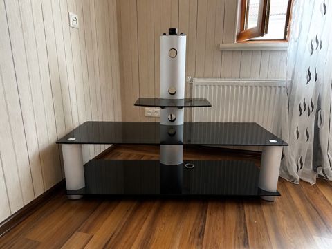Qara şüşə TV altlığı və media konsolu - Material: qalın temperli qara — Lənkəran