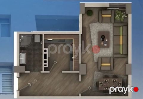 1 otaqlı mənzil – layihəli plan - Planlaşdırma: geniş qonaq otağı — Xırdalan