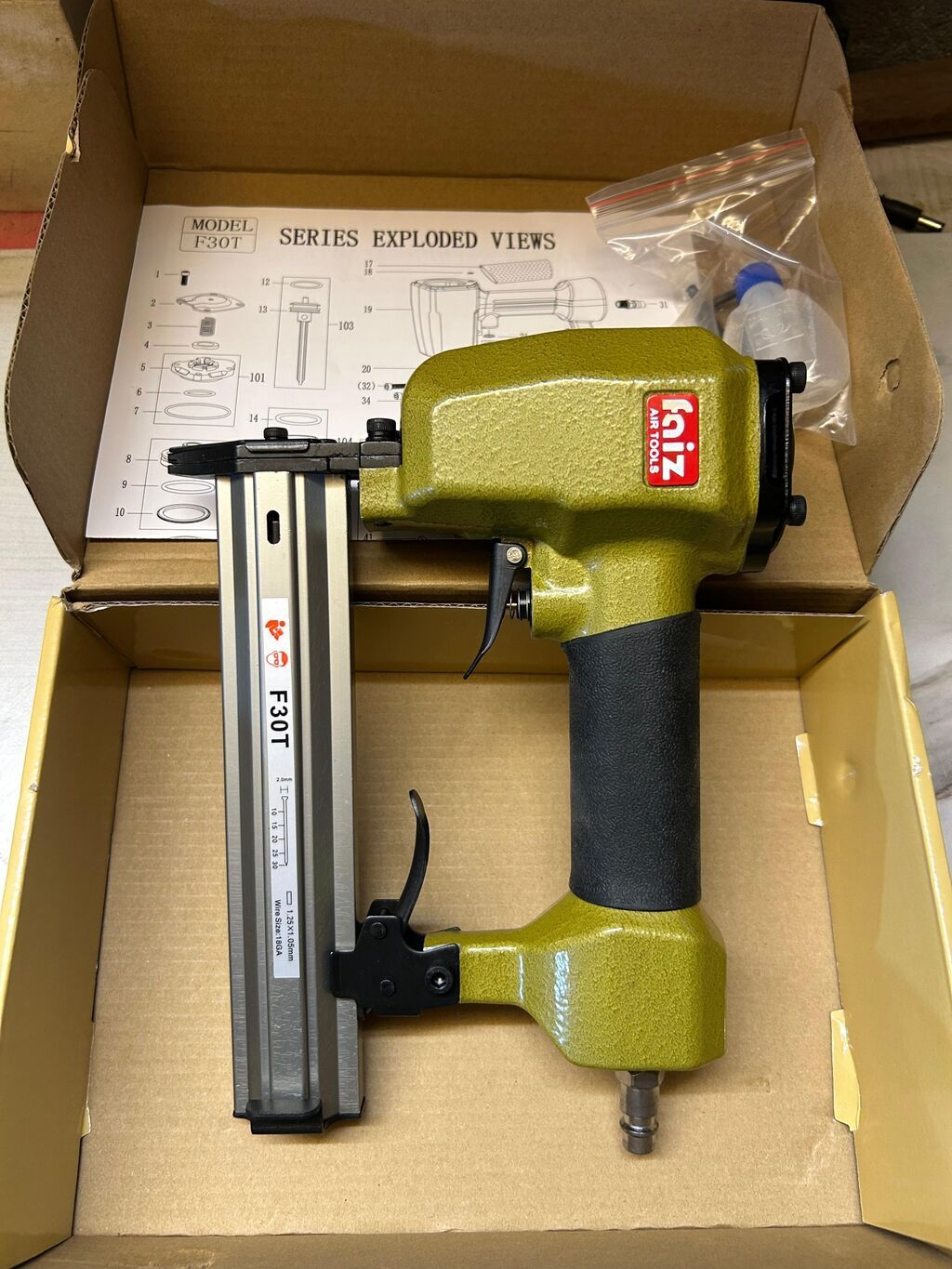Pnevmatik dırnaqçəkmə – Kaiz Air Tools F30T Məhsul: Hava ilə işləyən — İnşaat staplerləri və neylerlər, Masazır (6)