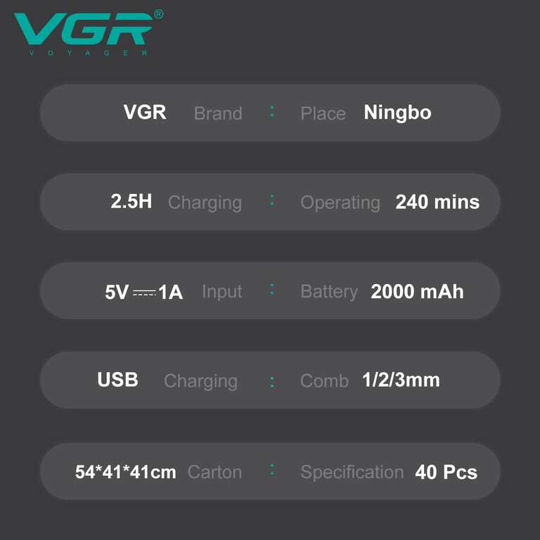 Professional təraş aparatı "VGR 906 2000MAH 9000RPM Ceramic Blades" — Gözəllik və səhiyyə, Bakı (8)