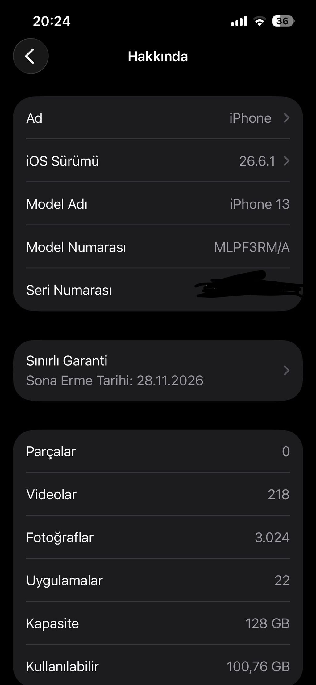 IPhone 13, 128 GB, Midnight, Zəmanət, Face ID, Sənədlərlə — Apple iPhone, Mingəçevir (3)