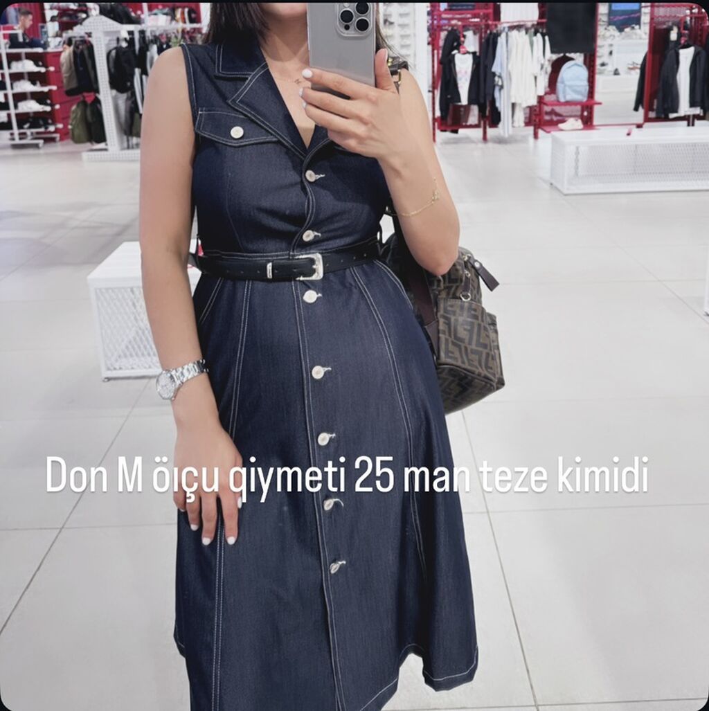 Denim (cins) don – M ölçü. - Model: qolsuz, yaxası üçbucaq (V-yaxa — Gündəlik paltarlar, Digah