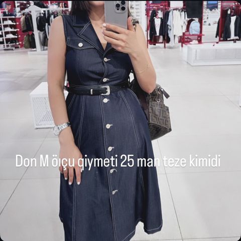 Denim (cins) don – M ölçü. - Model: qolsuz, yaxası üçbucaq (V-yaxa — Повседневные платья