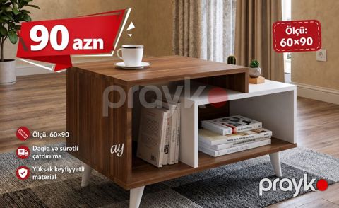 Masaüstü qəhvə masası – modern minimalist dizayn - Ölçü: 60×90 sm