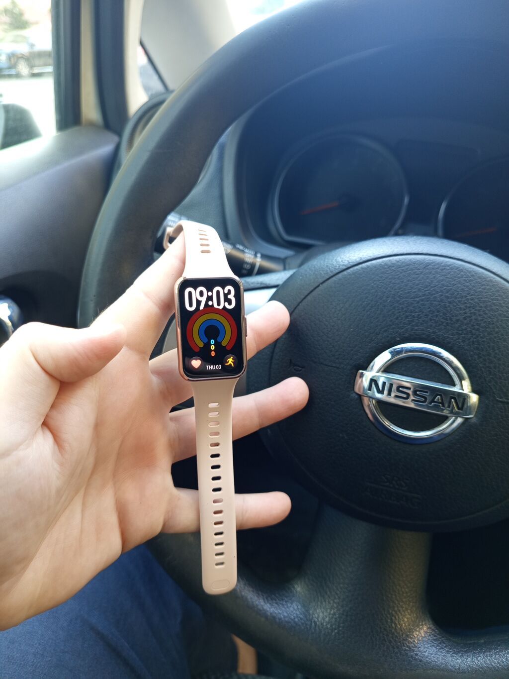 Huawei Watch Fit (beji rəngli silikon kəmər) - Dördbucaqlı rəngli — Ağıllı saatlar, Bakı (3)