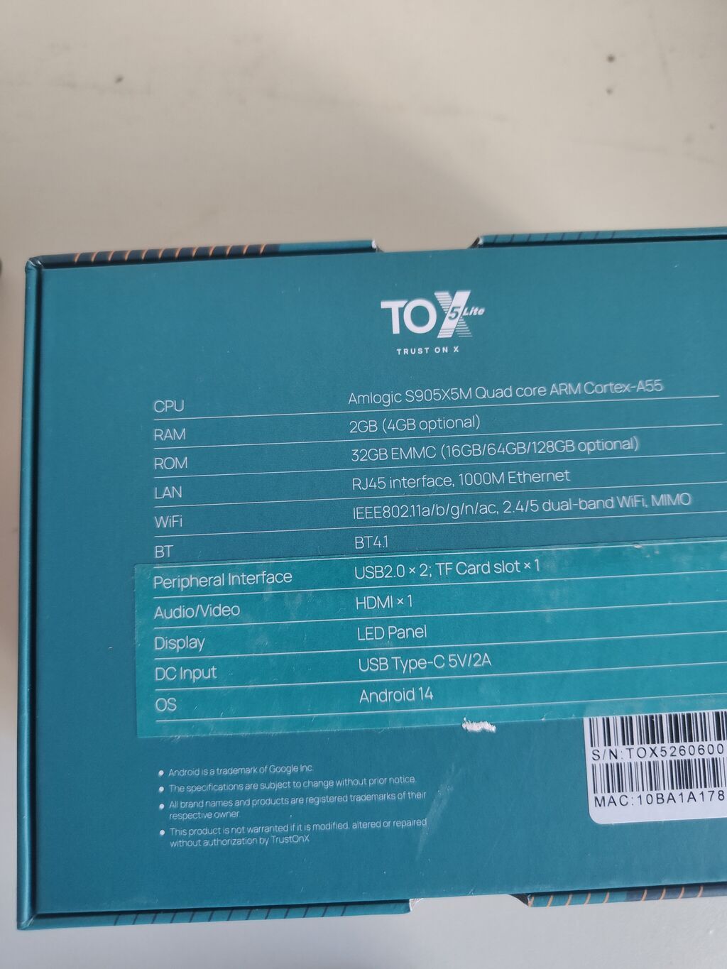 Meşhur tox firmasından tox 5 lite. 2gb 32gb. amlogic x5m 5. 1 gbit Lan — TV qabları və media pleyer, Digah (2)