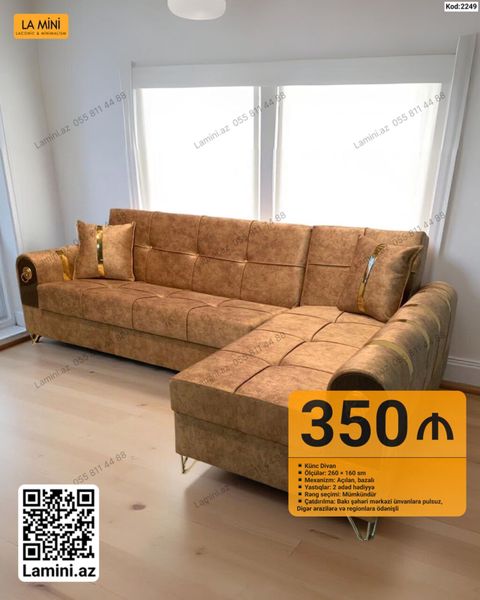 Künc Divan – La Mini (Kod: 2249) - Ölçülər: 260 160 sm - Mexanizm — Bakı