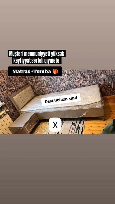 Tək nəfərlik çarpayı dəsti – matras + tumba - Dəst tərkibi: ortopedik