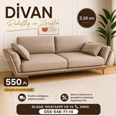 Divan, Qonaq otağı üçün, Parça, Açılmayan — Bakı