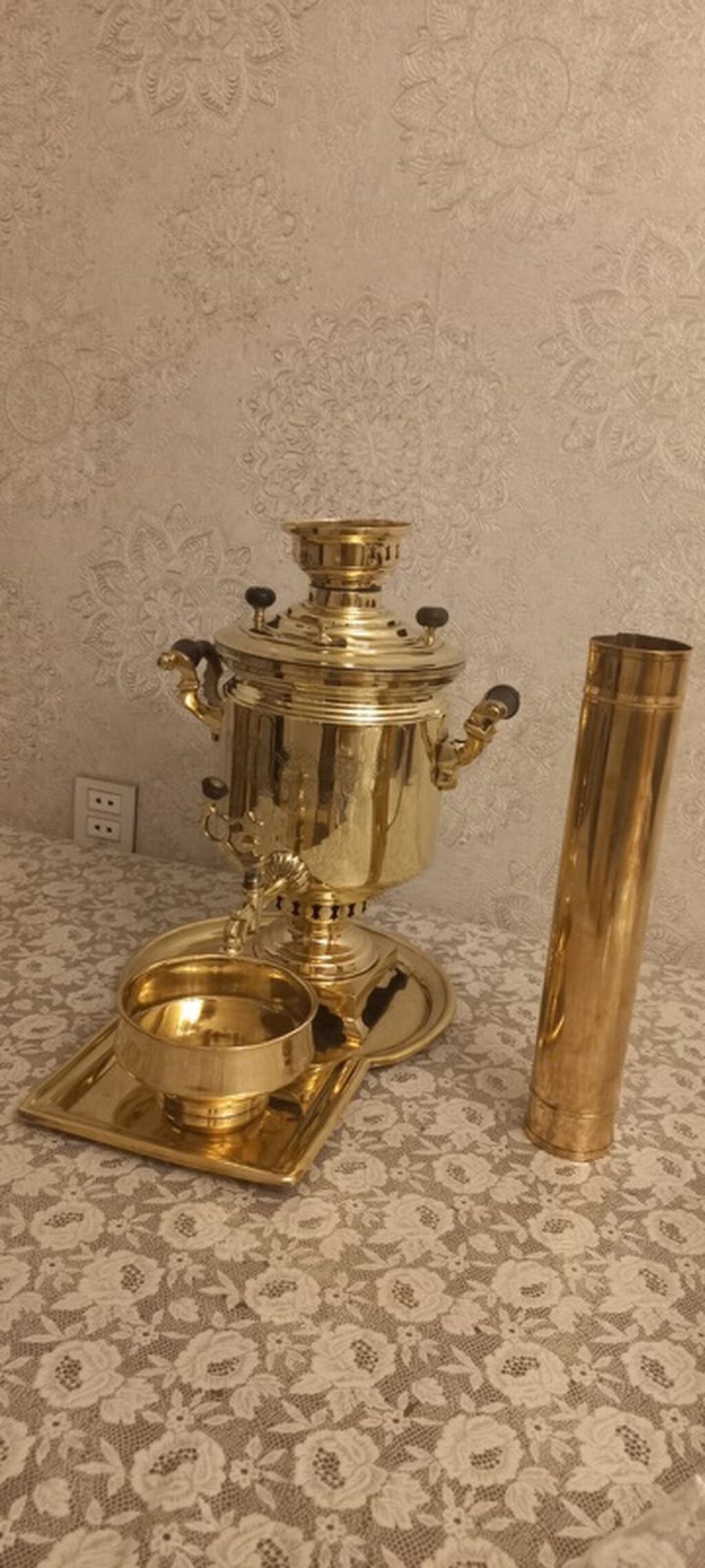Misin samovar dəsti – pirinç/gildən hazırlanmış klassik kömürlü — Samovarlar, Bakı (4)