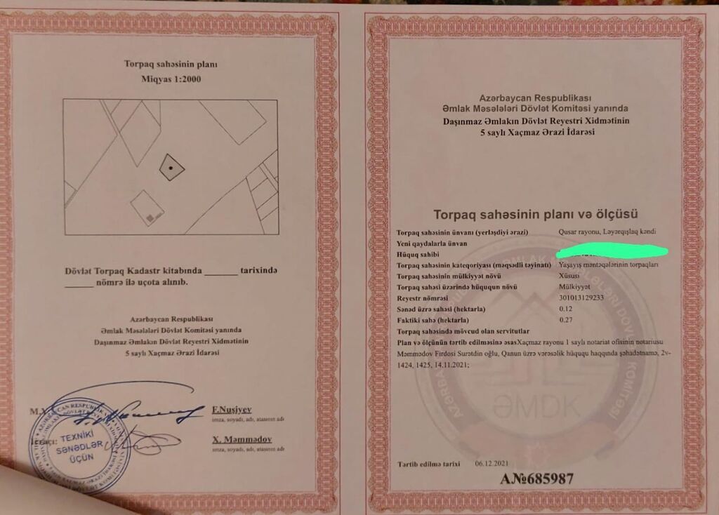 27 sot, Tikinti, Kupça (Çıxarış) — Torpaq, Xudat (8)