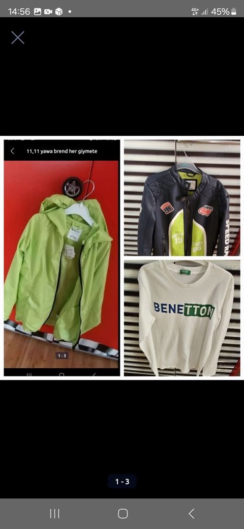 11–12 yaş üçün brend geyimlər. Şəkillərdə Benetton, DeFacto və LC — Digah