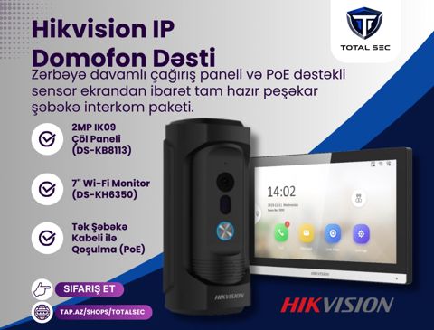 Hikvision Premium İP Domofon Dəsti - DS-KB8113 / DS-KH6350 — Bakı