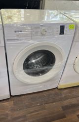 Gorenje markalı ön yükləməli paltaryuyan maşın. Ağ rəngdədir və — Soyuducu Paltaryuyan televizor vitrinlerin satış mərkəzi — Paltaryuyan maşınlar