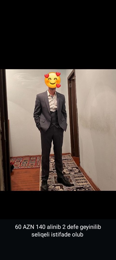 1 defe geyinilib seliqeli istifade olub Kişi üçlük kostyum dəsti — Masazır