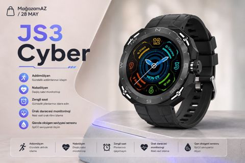 Ağıllı saat Smart Watch JS3 Cyber Black — Bakı