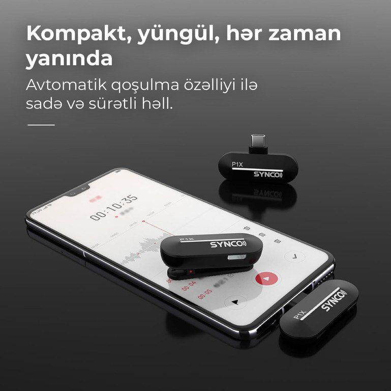 “Synco P1X T” telefon üçün simsiz yaxa mikrofonu (Type-C, 1 nəfərlik) — Səs texnikası, Bakı (4)