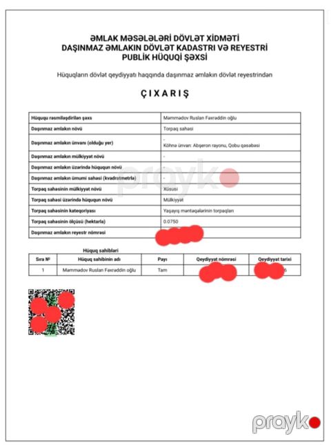 7.5 sot torpaq sahəsi, Qobu qəs