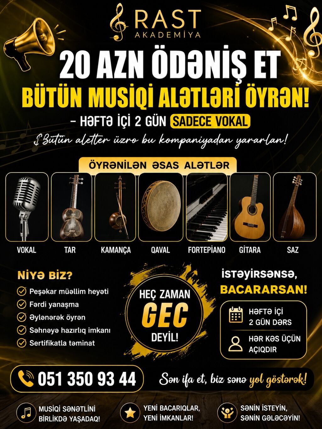 Rast Akademiya – Musiqi Tədrisi – 20 AZN ödənişlə bütün musiqi — Digərləri, Bakı