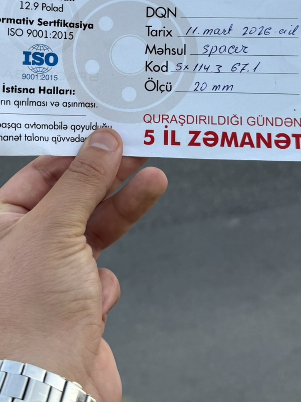 Məhsul: Təkər aralayıcı (Wheel Spacer) Texniki göstəricilər: - Bolt — Təkər aksesuarları, Bakı (4)