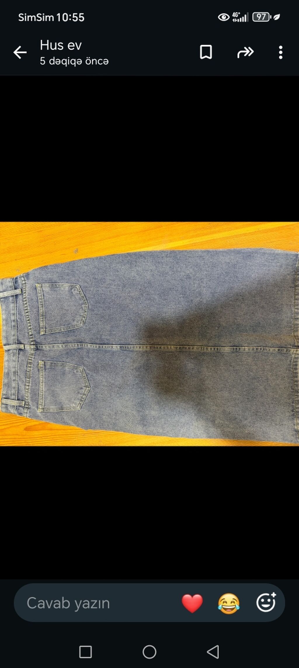 Denim ətək - Model: dizaltı uzunluqda, düz kəsim - Material: klassik — Ətəklər, Lənkəran (2)