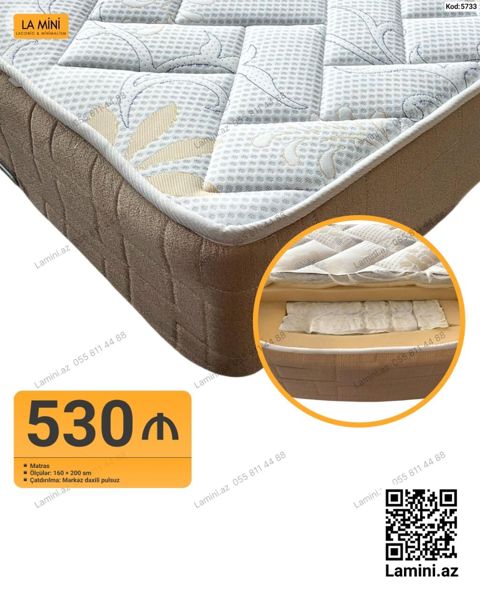 LA Mini matras - Ölçü: 160 x 200 sm - İçi: müstəqil yay blokları — Bakı