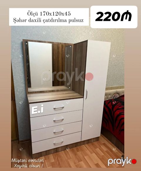 Tualet masası və dolab komplekti - Ölçü: 170 x 120 x 45 sm - Material — Bakı