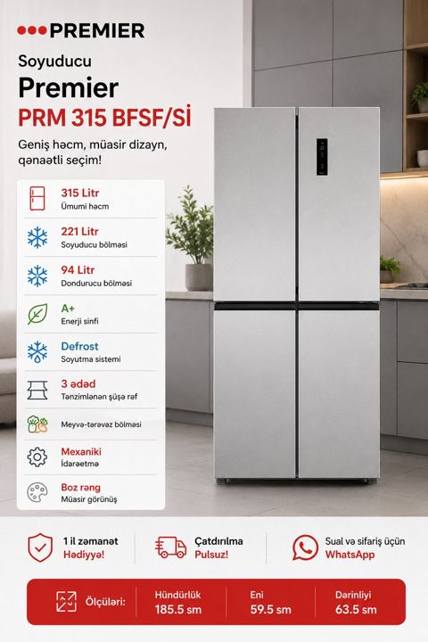 Soyuducu Premier PRM 315 Bfsf/si — Xırdalan