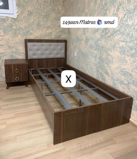 Taxt çarpayı + tumbə dəsti - Ölçü: tək nəfərlik çarpayı (standart — Bakı
