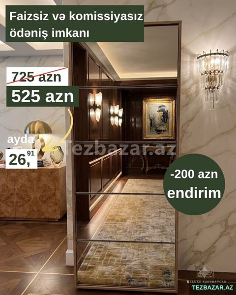 Güzgülü ayaqqabı dolabı