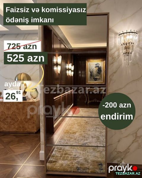 Güzgülü ayaqqabı dolabı — Bakı