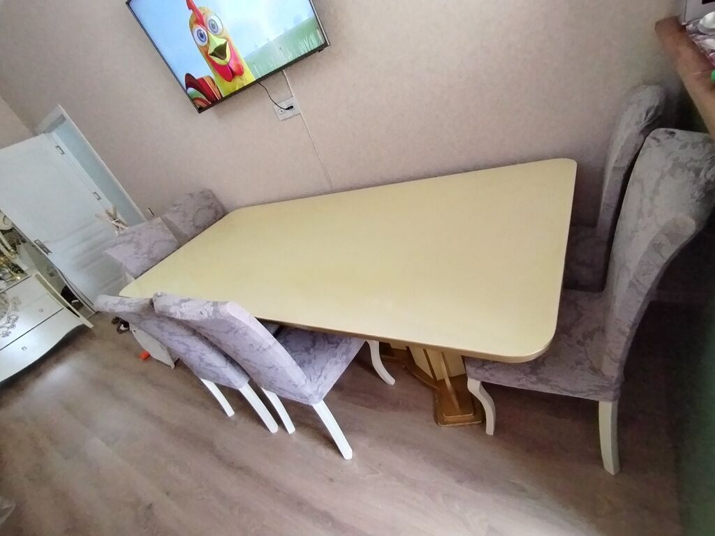 Yemək otağı üçün dəst – iri ölçülü düzbucaqlı masa və 6 ədəd stul — Masalar və stullar, Saray (2)