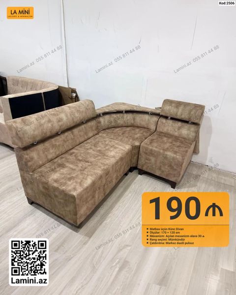 Mətbəx üçün künc divan – La Mini - Ölçülər: 170 x 120 sm - Mexanizm — Bakı
