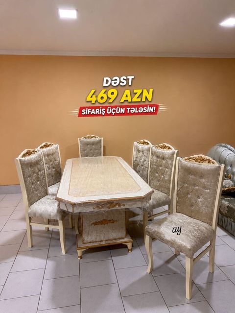 Klassik üslubda yemək otağı dəsti - Dəst tərkibi: 1 ədəd düzbucaqlı — Bakı