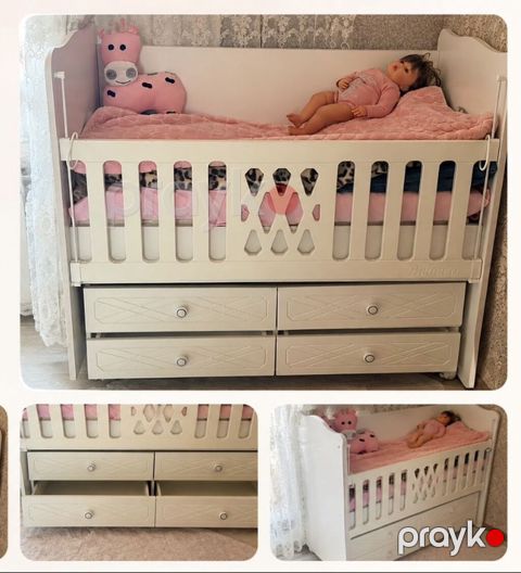 Uşaq beşiyi – “Bebeko” model - Rəng: ağ/ekru - Material: keyfiyyətli