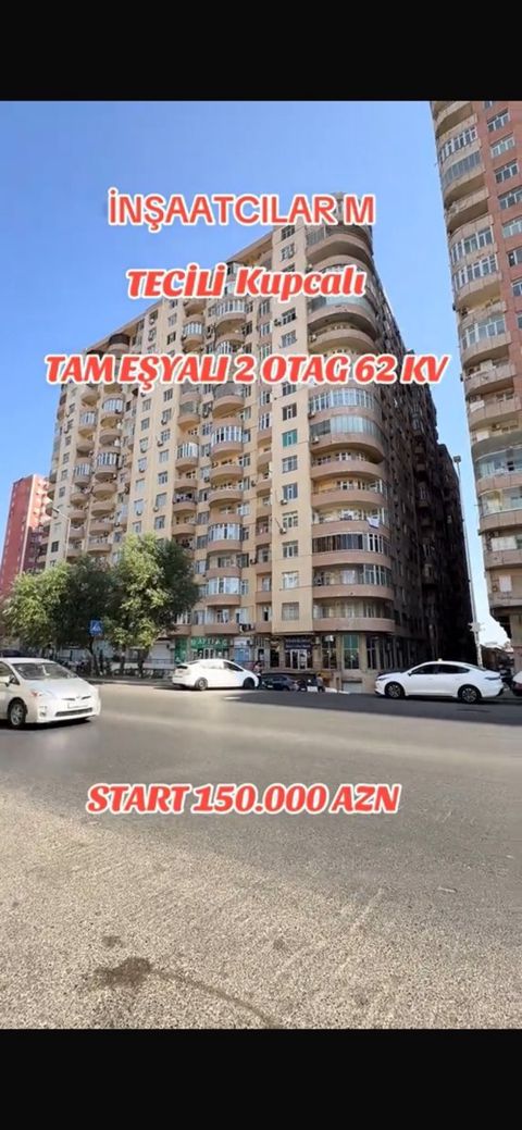 2-otaqlı yeni tikili, İnşaatçılar m., 46 m² — Bakı