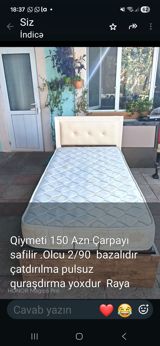 Çarpayı və döşək dəsti - Ölçü: 90×200 sm - Bazalı model – alt hissədə — 2-ci əl əşyalar — Mebel